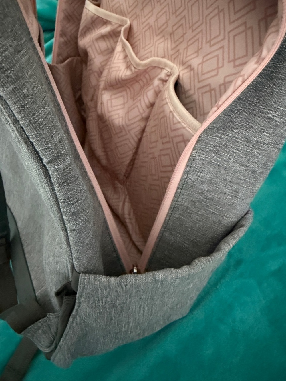 Women Doubletake Melbourne Gray Tennis Backpack Tote with Pink Accent - Picture 9 of 11